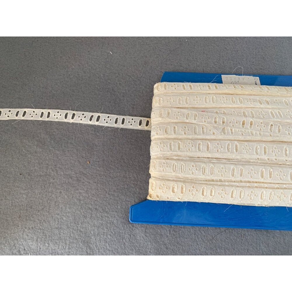 Vintage Novella French 1 Yard Ivory Cotton Insertion Entredeux Trim 1/4 Inch Wid